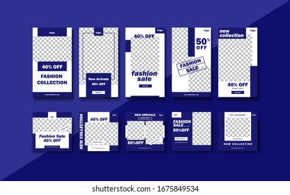 Set stories and post frame templates. Backgrounds for social media stories, post banner, Vector cover, Mockup for personal blog or shop