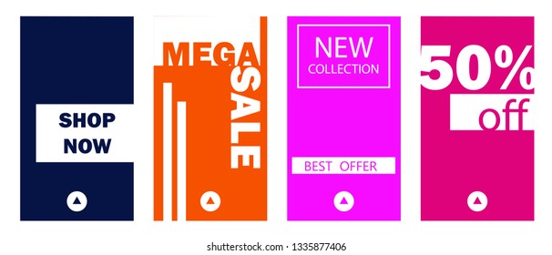 Set of stories sale banner background, template photo. Can use for website, mobile app, flyer, coupon, gift card, web design