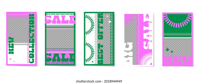 Conjunto de plantillas de historias de estilo moderno. Plantilla de publicación de medios sociales cuadrados editable.