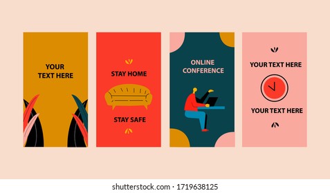 set of stories templates vector eps 10,  illustrated social media templates, stories template with different backgrounds, social media design