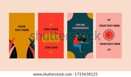 set of stories templates vector eps 10,  illustrated social media templates, stories template with different backgrounds, social media design