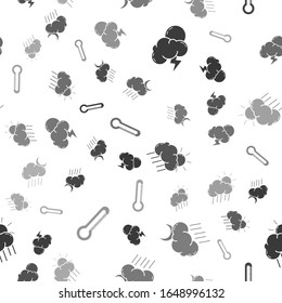 Set Storm, Cloud with rain and moon, Cloud with rain and sun and Thermometer on seamless pattern. Vector
