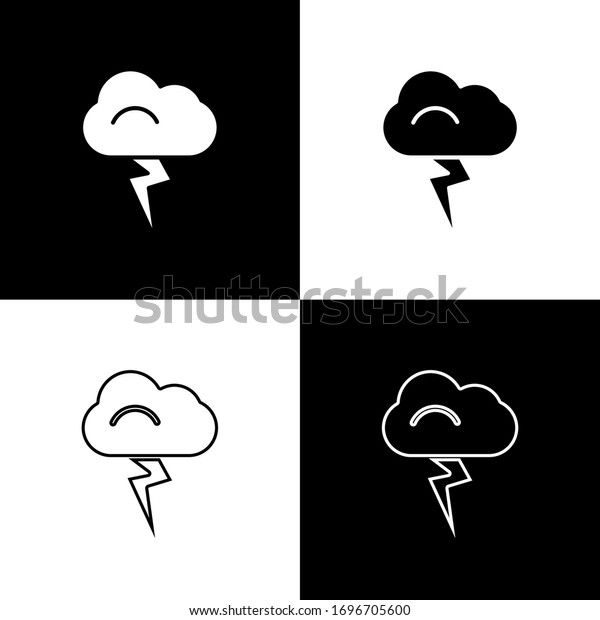白黒の背景に嵐のアイコンを設定します 雲と雷のサイン 嵐の天気のアイコン ベクターイラスト のベクター画像素材 ロイヤリティフリー 白黒の背景に嵐のアイコンを設定します 雲と雷のサイン 嵐の天気のアイコン ベクターイラスト のベクター画像素材 ロイヤリティフリー