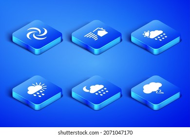 Sturm, Tornado, Wolke mit Schnee, Regen, Mond, Wolke und Sonne, wirl und Symbol. Vektorgrafik