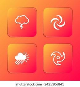 Set Storm, Tornado, Cloudy with rain and sun and  icon. Vector