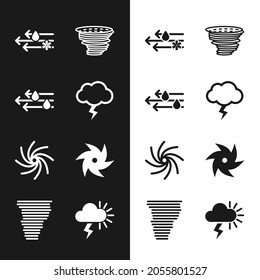 Set Storm, Wind and rain, with snow, Tornado,  and  icon. Vector