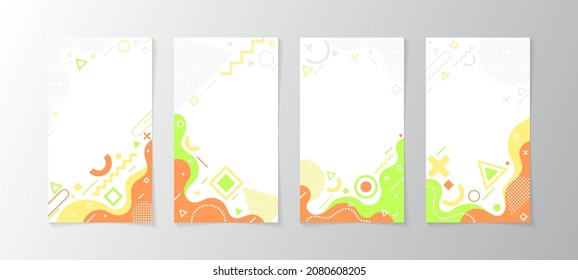 Set of story background template. Vector background for modern designs for social media. Post social media template with abstract memphis design color combination