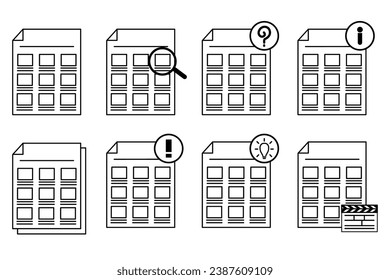 Set of story board paper icon ui logo, storyboard vector, movie icon