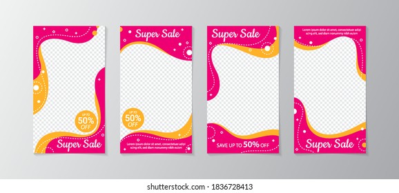 Set of story design template for social media, post template for promotion