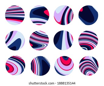 Set of story highlights. Abstract backgrounds. Design graphic for social media with bright red, blue, pink, black color. Bundle of templates for blog.