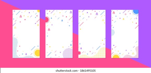 Set of story Templates. Vector Layout. Design Backgrounds for Social Media Stories. Set of Design for Social Media Stories. with abstract colorful memphis design