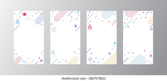 Set of story Templates. Vector Layout. Design Backgrounds for Social Media Stories. Set of Design for Social Media Stories. with abstract colorful memphis design