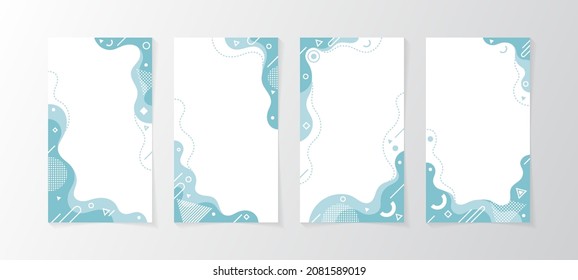 Set of story Templates. Vector Layout. Design Backgrounds for Social Media Stories. Set of Background Product for Social Media Stories. with abstract and memphis design