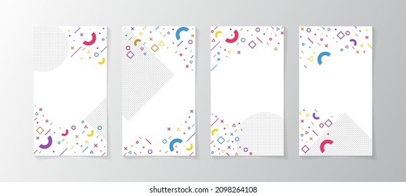 Set of story Templates. Vector Layout. Design Backgrounds for Social Media Stories. Set of Background Product for Social Media Stories. with abstract and memphis style design