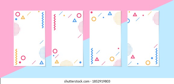 Set of story Templates.Vector Layout. Design Backgrounds for Social Media Stories. Set of Mockup for Social Media Stories. with abstract colorful memphis design