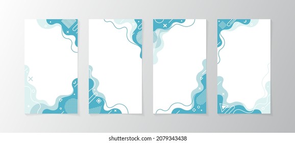Conjunto de plantillas de historia.Diseño de vector. Antecedentes de diseño para historias de medios sociales. Conjunto de productos de fondo para historias de medios sociales. con diseño abstracto y memphis