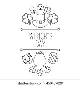 Set of St.Patrick's Day elements. Hand drawn collection of icons. symbols on white background for your design