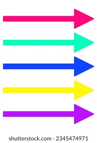Set of straight arrows. Colored arrows point to the right.