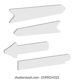 A set of straight arrows of various shapes for street signs. 3D realistic vector illustration isolated on white.