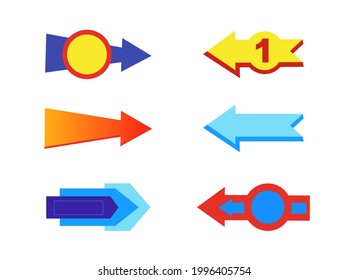Conjunto de flechas de color recto con lugar para el texto.