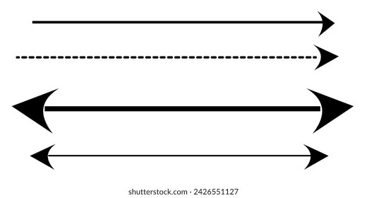 Set of straight long arrows