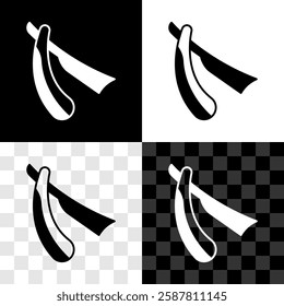 Set Straight razor icon isolated on black and white, transparent background. Barbershop symbol.  Vector