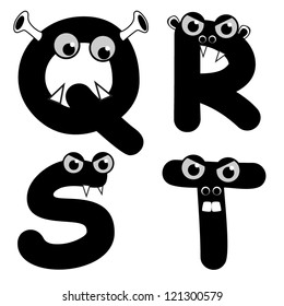 A set of strange creature font type, letter Q to T