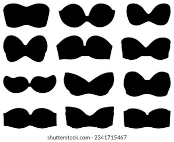 Set of strapless bra silhouette vector art