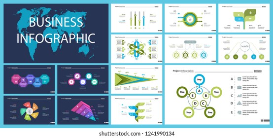 Set of strategy or analysis concept infographic charts. Business diagrams for presentation slide templates. For corporate report, advertising, banner and brochure design.