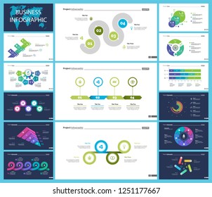 Set of strategy or analysis concept infographic charts. Business diagrams for presentation slide templates. For corporate report, advertising, banner and brochure design.