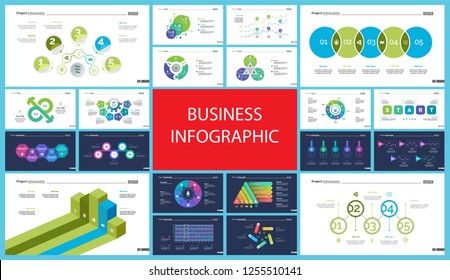 Set of strategy or analysis concept infographic charts. Business diagrams for presentation slide templates. For corporate report, advertising, banner and brochure design.