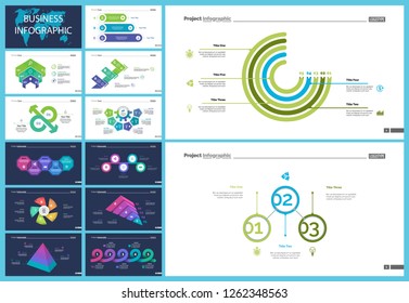 Set of strategy or analysis concept infographic charts. Business diagrams for presentation slide templates. For corporate report, advertising, banner and brochure design.