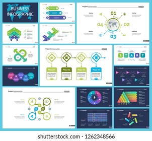 Set of strategy or analysis concept infographic charts. Business diagrams for presentation slide templates. For corporate report, advertising, banner and brochure design.