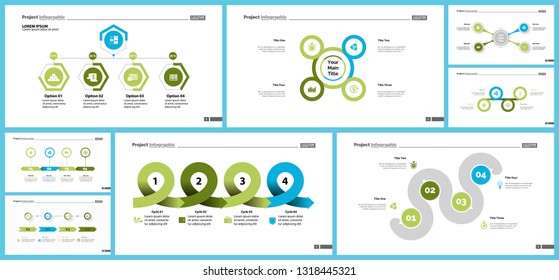 Set of strategy or analysis concept infographic charts. Business diagrams for presentation slide templates. For corporate report, advertising, banner and brochure design.