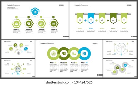 Set of strategy or analysis concept infographic charts. Business diagrams for presentation slide templates. For corporate report, advertising, banner and brochure design.