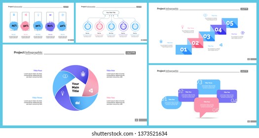 Set of strategy or analysis concept infographic charts. Business diagrams for presentation slide templates. For corporate report, advertising, banner and brochure design.