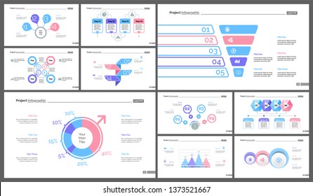 Set of strategy or analysis concept infographic charts. Business diagrams for presentation slide templates. For corporate report, advertising, banner and brochure design.