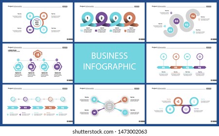 Set of strategy or analysis concept infographic charts. Business diagrams for presentation slide templates. For corporate report, advertising, banner and brochure design.