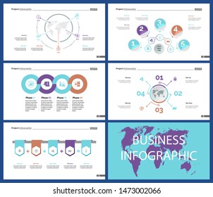 Set of strategy or analysis concept infographic charts. Business diagrams for presentation slide templates. For corporate report, advertising, banner and brochure design.