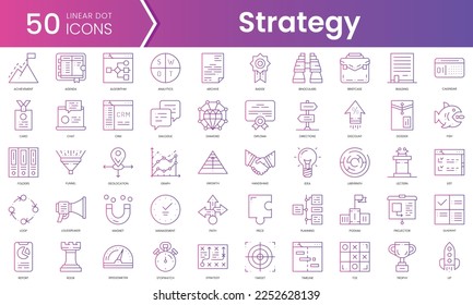 Conjunto de iconos de estrategia. Conjunto de iconos de estilo de degradado. Ilustración vectorial
