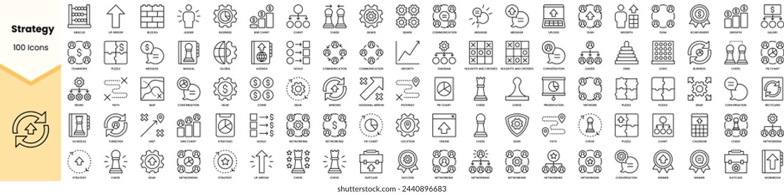 Set of strategy icons. Simple line art style icons pack. Vector illustration