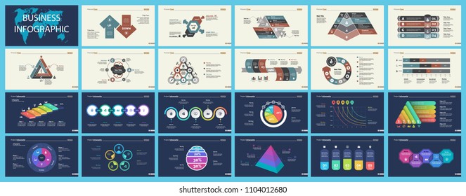 Set of strategy or planning concept infographic charts. Business design elements for presentation slide templates. For corporate report, advertising, banner, and brochure design