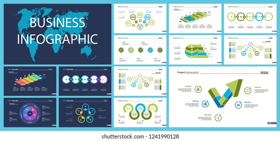 Set of strategy or planning concept infographic charts. Business design elements for presentation slide templates. For corporate report, advertising, banner, and brochure design