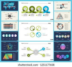 Set of strategy or planning concept infographic charts. Business design elements for presentation slide templates. For corporate report, advertising, banner, and brochure design