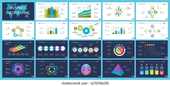 Set of strategy or planning concept infographic charts. Business design elements for presentation slide templates. For corporate report, advertising, banner, and brochure design