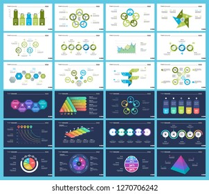 Set of strategy or planning concept infographic charts. Business design elements for presentation slide templates. For corporate report, advertising, banner, and brochure design