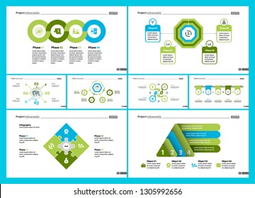 Set of strategy or planning concept infographic charts. Business design elements for presentation slide templates. For corporate report, advertising, banner, and brochure design