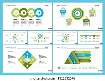 Set of strategy or planning concept infographic charts. Business design elements for presentation slide templates. For corporate report, advertising, banner, and brochure design