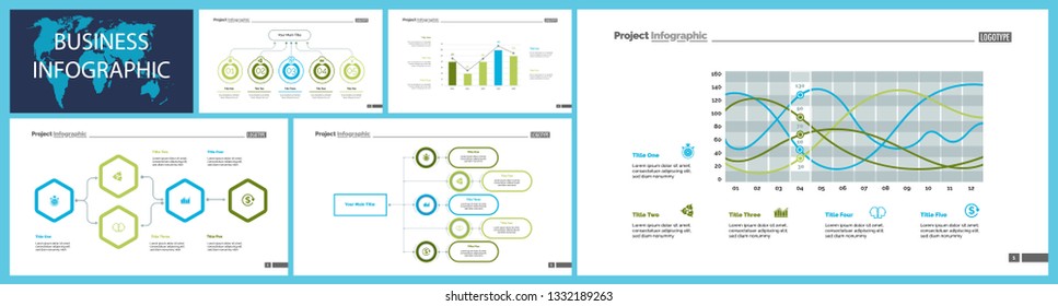 Set of strategy or planning concept infographic charts. Business design elements for presentation slide templates. For corporate report, advertising, banner, and brochure design