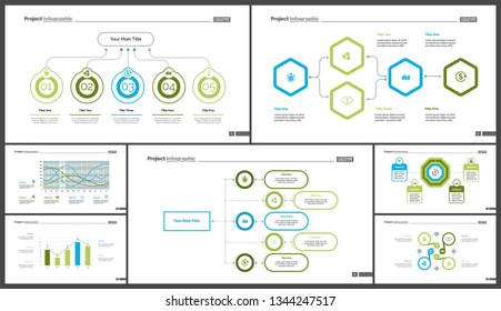 Set of strategy or planning concept infographic charts. Business design elements for presentation slide templates. For corporate report, advertising, banner, and brochure design